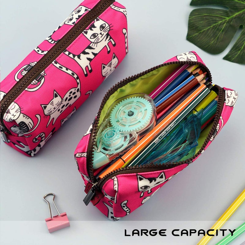 LParkin Pink Cat Pencil Case Makeup Bag Cat Lover Gift Crazy Cat Lady Toiletry Case Pouch Gifts for Teens Cosmetic Bag Kawaii Box Stationary Gadget Bag - Image 2